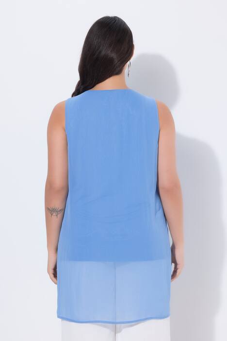 Lange tuniek, siersteentjes, A-lijn, ronde hals, mouwloos