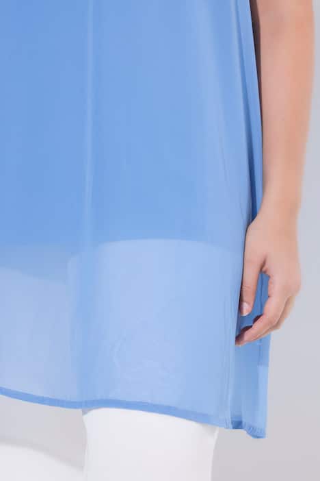 Lange tuniek, siersteentjes, A-lijn, ronde hals, mouwloos