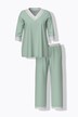 Pyjama, Streifendetails, V-Ausschnitt, 3/4-Arm