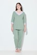Pyjama, Streifendetails, V-Ausschnitt, 3/4-Arm