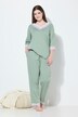 Pyjama, Streifendetails, V-Ausschnitt, 3/4-Arm
