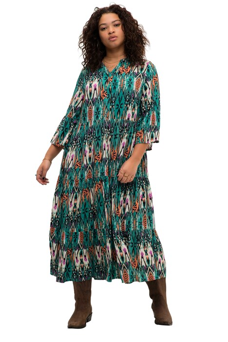 Neon Bohemian Print A-Line Flounce Dress