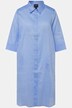 Chemisier long en lin mélangé, ligne A. Col chemise et manches 3/4.