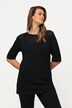 Pull oversize à col rond et manches courtes, rayures texturées