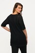 Pull oversize à col rond et manches courtes, rayures texturées