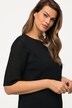 Pull oversize à col rond et manches courtes, rayures texturées