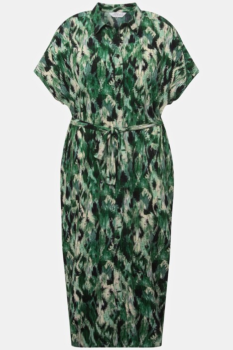 overhemdjurk, oversized, allover print, overhemdkraag, bindceintuur