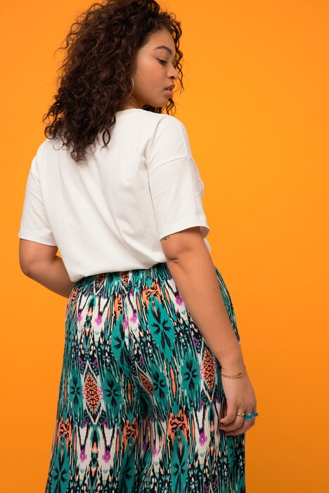 T-Shirt, oversized, Ethno Print, Rundhals, Halbarm