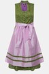 Abito tradizionale Dirndl con taglio smanicato, fiori, bottoni decorativi e scollo a V