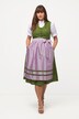 Abito tradizionale Dirndl con taglio smanicato, fiori, bottoni decorativi e scollo a V