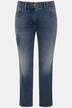 Jean Sarah, effets destroy, coupe ajustée et ceinture élastique