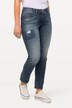 Jean Sarah, effets destroy, coupe ajustée et ceinture élastique