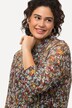 Mesh-bluse, millefleur, A-linje, skjortekrage, lange ermer