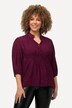 Bluse, prikker, smock-innfelling, V-hals, trekvartermer