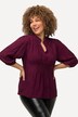 Bluse, prikker, smock-innfelling, V-hals, trekvartermer