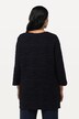 T-shirt, bølgestruktur, Keyhole, rund hals, 3/4-lange ærmer
