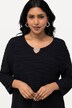 T-shirt, bølgestruktur, Keyhole, rund hals, 3/4-lange ærmer