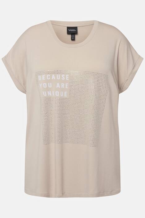 T-shirt dal taglio oversize con scritta stampata, scollo a girocollo e mezze maniche