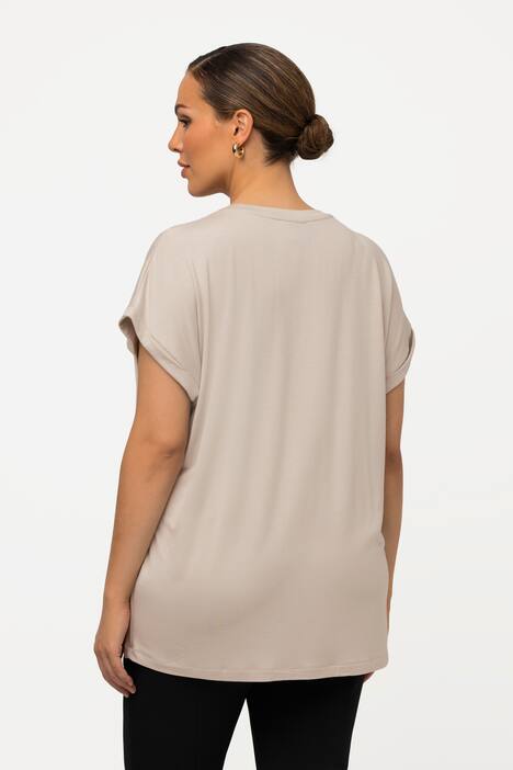 T-shirt dal taglio oversize con scritta stampata, scollo a girocollo e mezze maniche