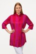 blouse, strepen, overhemdkraag, 3/4-mouwen
