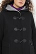 Duffle-coat en laine mélangée, silhouette en A avec capuche et boutons Brandebourg