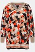 Tunique oversize à col en V et manches 3/4, en satin à pois