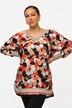 Tunique oversize à col en V et manches 3/4, en satin à pois