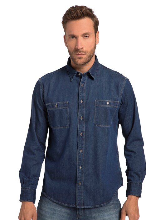 Džínová košile, dlouhé rukávy, Kent límeček, Modern střih, do 8XL