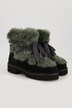 Lærboots, semsket skinn, teddyfleece, bredde H