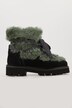 Lærboots, semsket skinn, teddyfleece, bredde H