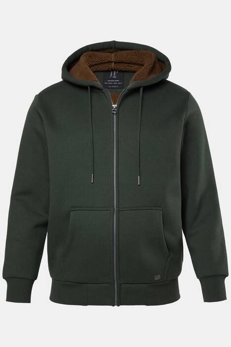 Veste à capuche JP 1880, collection Outdoor, fermeture zippée, modèle en molleton avec doublure en polaire bouclée - jusqu'au 8 XL