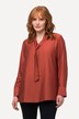 Blouse à lavallière, manches longues et col en V, micro-rayures