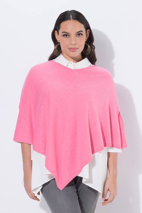 Poncho en maille de laine mélangée, col en V et finition en pointe