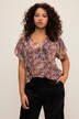 Blouse oversize à col en V, imprimé coloré