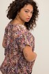 Blouse oversize à col en V, imprimé coloré