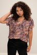 Blouse oversize à col en V, imprimé coloré