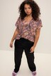 Blouse oversize à col en V, imprimé coloré