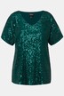 Paillet t-shirt i oversize med V-udskæring