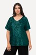 Paillet t-shirt i oversize med V-udskæring