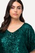 Paillet t-shirt i oversize med V-udskæring