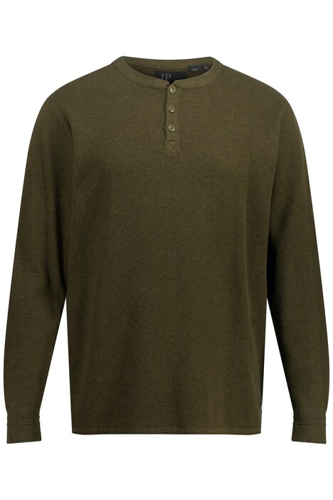 Úpletové Henley, svetr, dlouhé rukávy, strukturovaný úplet, kulatý výstřih, do 8XL