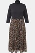 Midi-jurk, A-lijn, ribjersey, mesh, opstaande kraag, 3/4-mouw