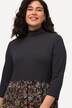 Midi-jurk, A-lijn, ribjersey, mesh, opstaande kraag, 3/4-mouw