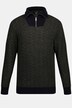 Pull camionneur en maille# côtelée bicolore de laine mélangée, col camionneur zippé