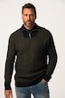 Pull camionneur en maille# côtelée bicolore de laine mélangée, col camionneur zippé
