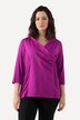 Maglia classica con collo di taffettà, scollo a V e maniche a 3/4