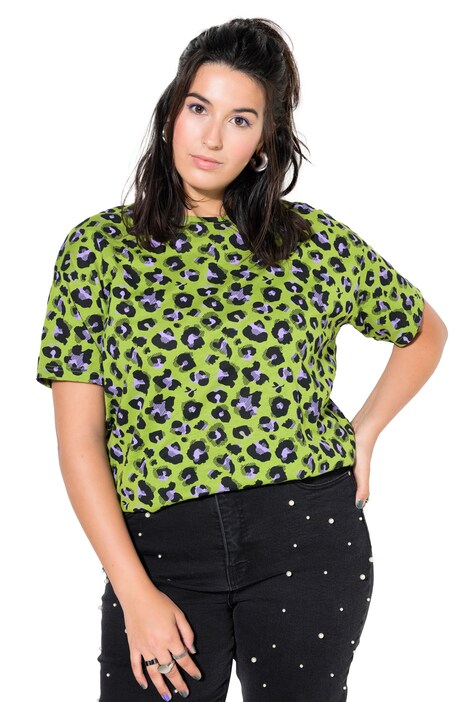 Tričko, oversize, leopardí, kulatý výstřih, krátké rukávy