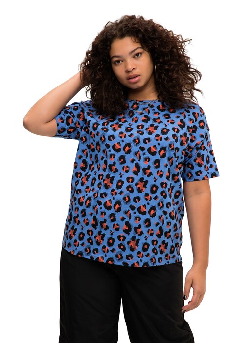Tričko, oversize, leopardí, kulatý výstřih, krátké rukávy
