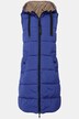 Omkeerbare bodywarmer, lang model, doorgestikt, capuchon, tweerichtingsrits