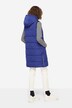 Omkeerbare bodywarmer, lang model, doorgestikt, capuchon, tweerichtingsrits